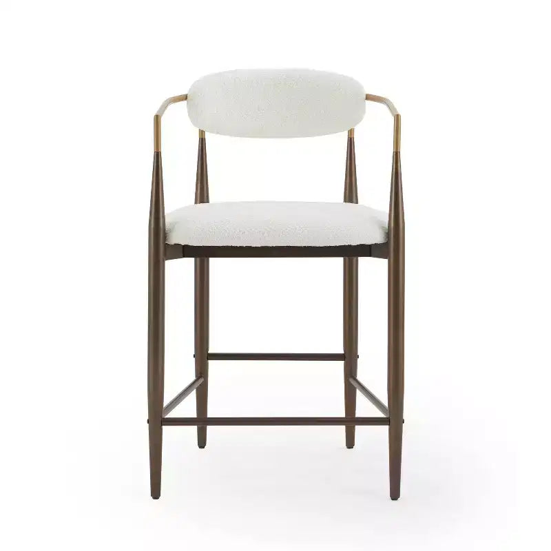 Christopher Knight Home Set of 2 25" Liam Modern Upholstered Iron Counter Height Barstools Beige/Brown