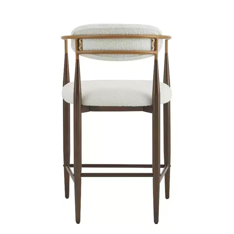 Christopher Knight Home Set of 2 25" Liam Modern Upholstered Iron Counter Height Barstools Beige/Brown