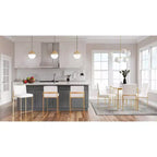 LumiSource Set of 3 Fuji High Back Counter Height Barstools Gold Steel/White PU