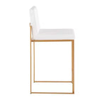 LumiSource Set of 3 Fuji High Back Counter Height Barstools Gold Steel/White PU