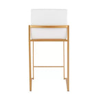 LumiSource Set of 3 Fuji High Back Counter Height Barstools Gold Steel/White PU
