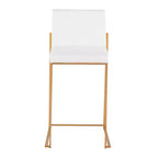 LumiSource Set of 3 Fuji High Back Counter Height Barstools Gold Steel/White PU