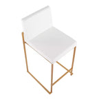 LumiSource Set of 3 Fuji High Back Counter Height Barstools Gold Steel/White PU