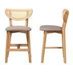 Baxton Studio 2pc Dannell Fabric and Wood Counter Height Barstools Gray/Natural Oak/Light Brown: Polyester Upholstery, Rubberwood Frame