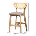 Baxton Studio 2pc Dannell Fabric and Wood Counter Height Barstools Gray/Natural Oak/Light Brown: Polyester Upholstery, Rubberwood Frame