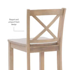 Sgabelli da bar X-Back tradizionali Torino in legno massello altezza bancone da 24" con finitura grigio chiaro – Linon