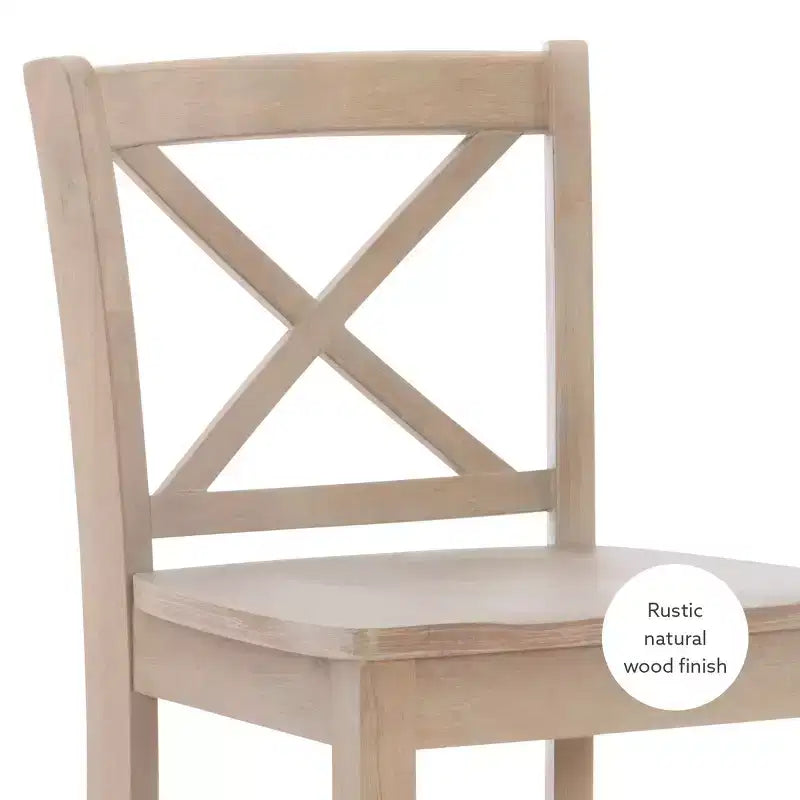 Sgabelli da bar X-Back tradizionali Torino in legno massello altezza bancone da 24" con finitura grigio chiaro – Linon
