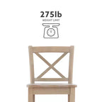 Sgabelli da bar X-Back tradizionali Torino in legno massello altezza bancone da 24" con finitura grigio chiaro – Linon