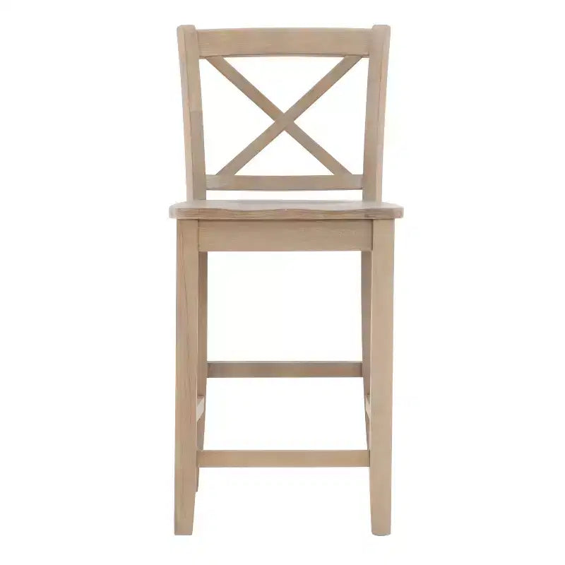 Sgabelli da bar X-Back tradizionali Torino in legno massello altezza bancone da 24" con finitura grigio chiaro – Linon