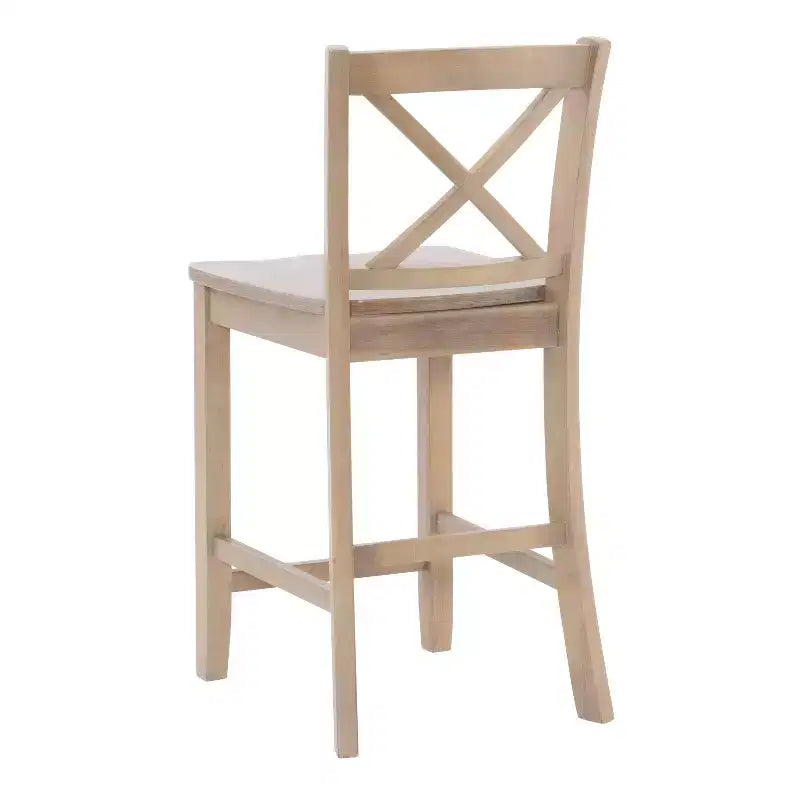 Sgabelli da bar X-Back tradizionali Torino in legno massello altezza bancone da 24" con finitura grigio chiaro – Linon