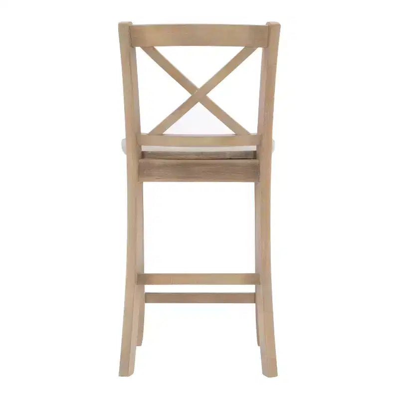 Sgabelli da bar X-Back tradizionali Torino in legno massello altezza bancone da 24" con finitura grigio chiaro – Linon