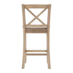 Sgabelli da bar X-Back tradizionali Torino in legno massello altezza bancone da 24" con finitura grigio chiaro – Linon