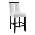 miBasics Set of 2 Northstar Contemporary Boucle Upholstered Counter Height Barstools White/Black: Padded, Wood Legs, Foam Fill
