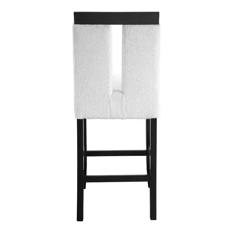 miBasics Set di 2 Sgabelli da Bar Altezza Bancone Northstar Contemporaneo con Rivestimento in Bouclé Bianco/Nero: Imbottiti, Gambe in Legno, Imbottitura in Schiuma