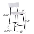 Comfort Pointe Bari Counter Height Barstool Whitewash: Saddle Seat, Curved Back, Metal Frame