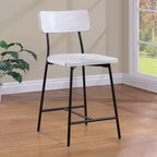 Comfort Pointe Bari Counter Height Barstool Whitewash: Saddle Seat, Curved Back, Metal Frame