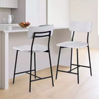 Comfort Pointe Bari Counter Height Barstool Whitewash: Saddle Seat, Curved Back, Metal Frame