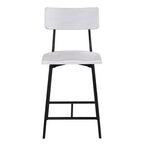 Comfort Pointe Bari Counter Height Barstool Whitewash: Saddle Seat, Curved Back, Metal Frame