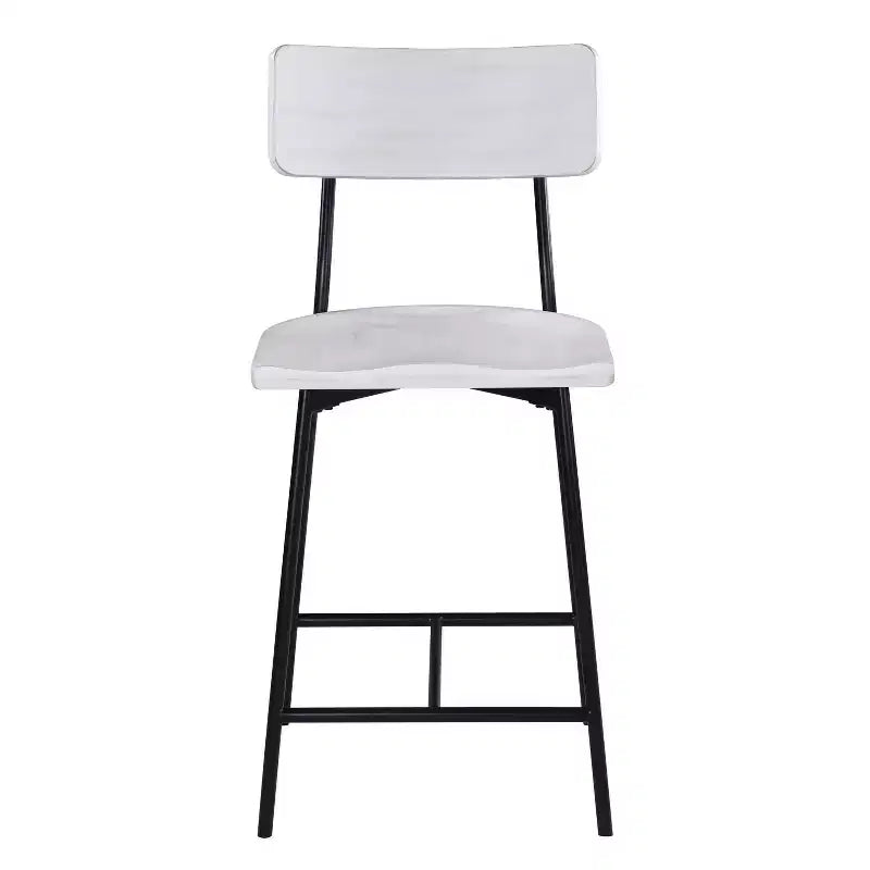 Comfort Pointe Bari Counter Height Barstool Whitewash: Saddle Seat, Curved Back, Metal Frame