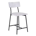 Comfort Pointe Bari Counter Height Barstool Whitewash: Saddle Seat, Curved Back, Metal Frame