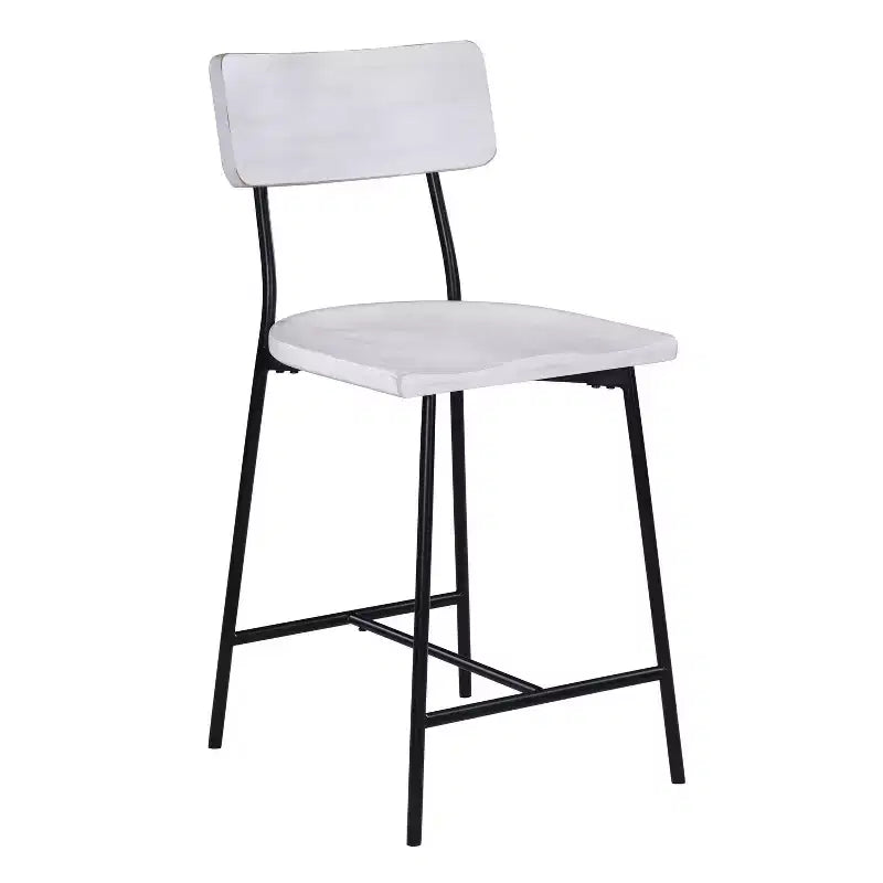 Comfort Pointe Bari Counter Height Barstool Whitewash: Saddle Seat, Curved Back, Metal Frame