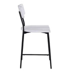 Comfort Pointe Bari Counter Height Barstool Whitewash: Saddle Seat, Curved Back, Metal Frame