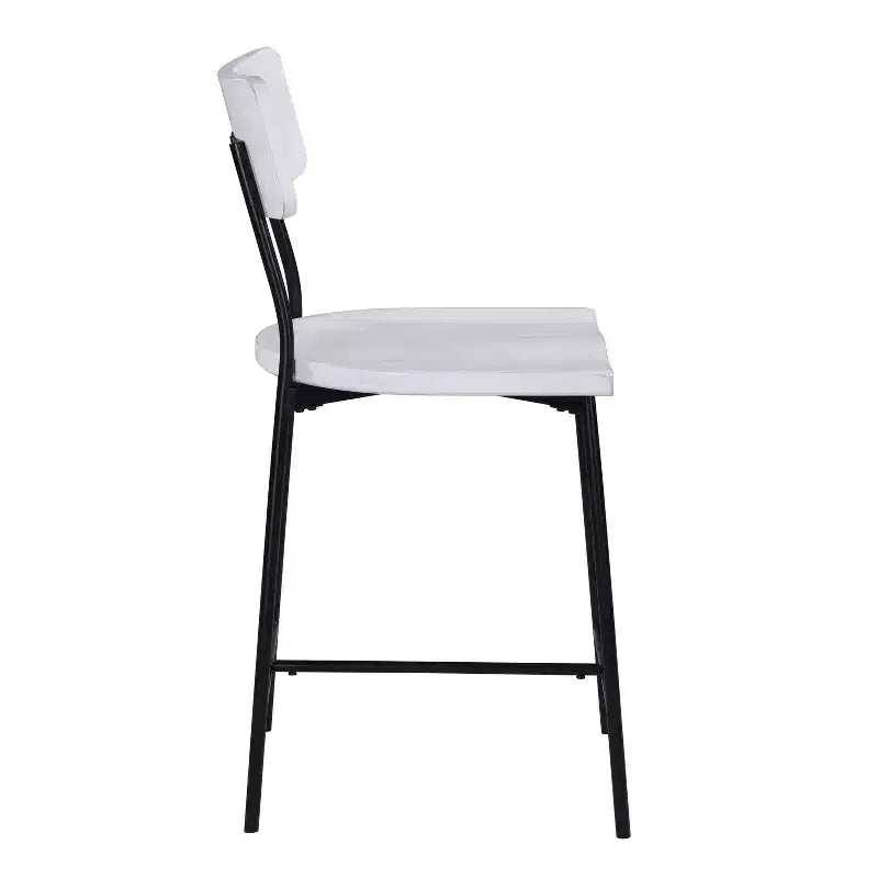 Comfort Pointe Bari Counter Height Barstool Whitewash: Saddle Seat, Curved Back, Metal Frame