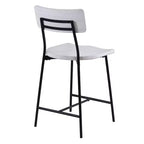 Comfort Pointe Bari Counter Height Barstool Whitewash: Saddle Seat, Curved Back, Metal Frame