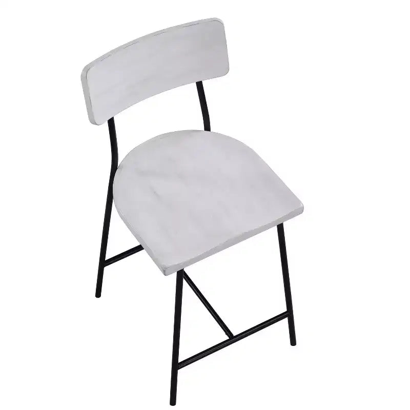Comfort Pointe Bari Counter Height Barstool Whitewash: Saddle Seat, Curved Back, Metal Frame