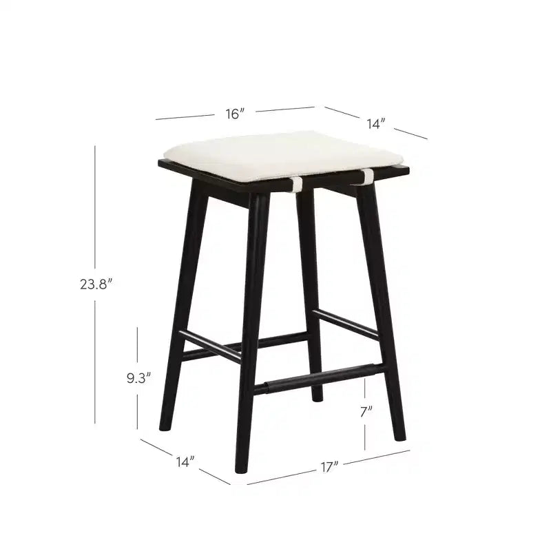 Nathan James Barker Sgabello da bar in legno e bouclé ad altezza bancone, nero: Rivestito in lino, altezza 63 cm