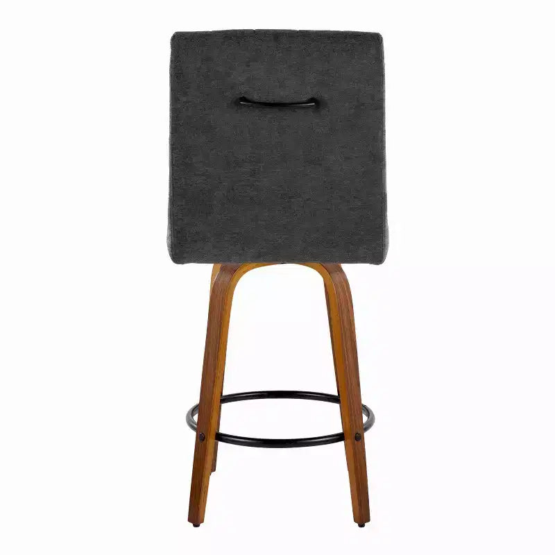 LumiSource Set of 2 Hank Counter Height Barstools Walnut Wood/Black Fabric