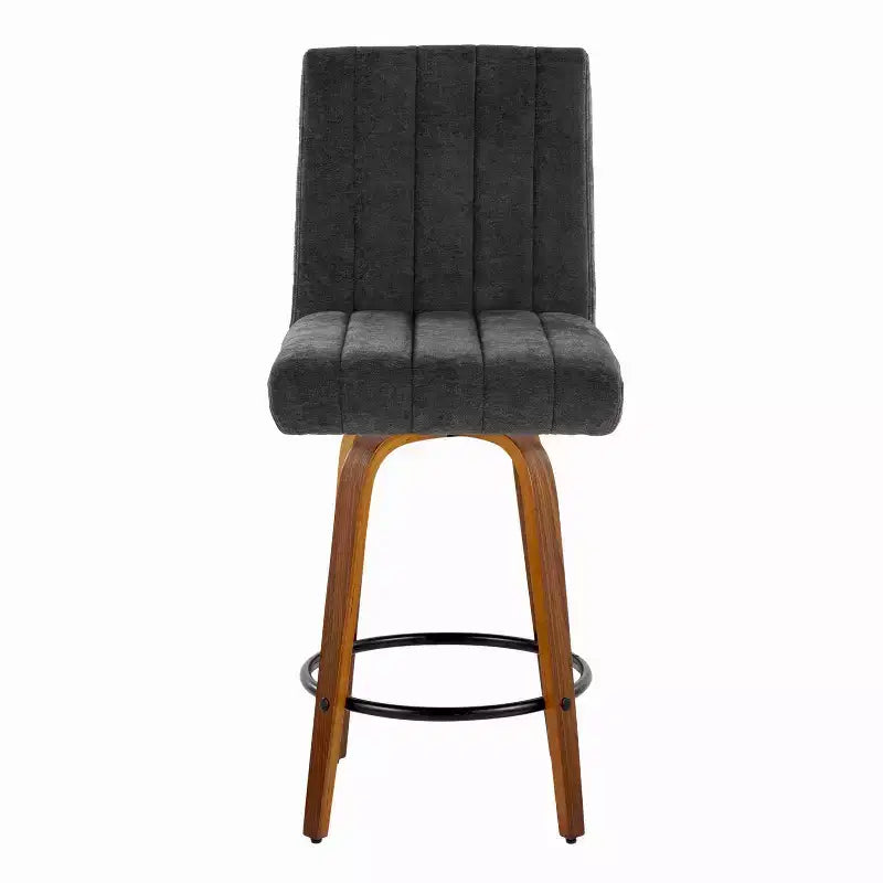 LumiSource Set of 2 Hank Counter Height Barstools Walnut Wood/Black Fabric