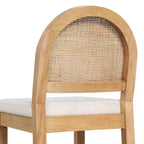 Nathan James Bailey Curved Back Counter Height Barstool Natural Wood Oak Rattan Cream Boucle: Upholstered, 300lb Capacity