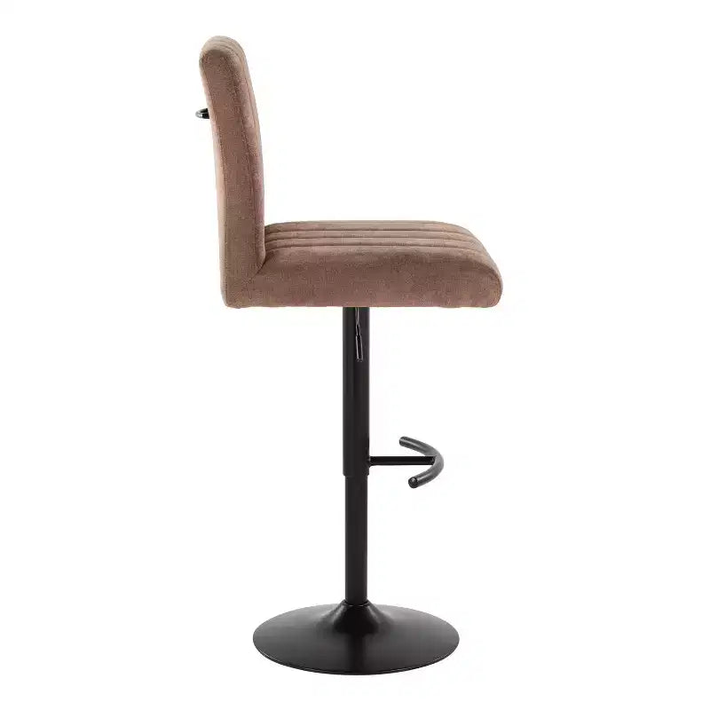 LumiSource Set of 2 Hank Adjustable Barstools Black Metal/Brown Fabric