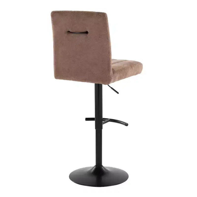 LumiSource Set of 2 Hank Adjustable Barstools Black Metal/Brown Fabric