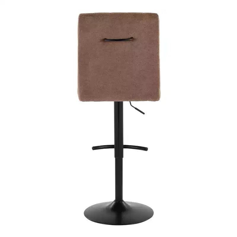 LumiSource Set of 2 Hank Adjustable Barstools Black Metal/Brown Fabric