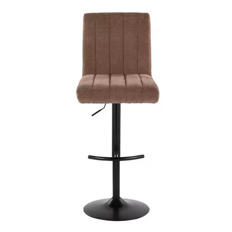 LumiSource Set of 2 Hank Adjustable Barstools Black Metal/Brown Fabric