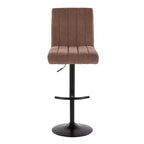 LumiSource Set of 2 Hank Adjustable Barstools Black Metal/Brown Fabric