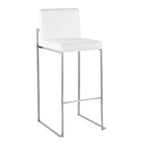 LumiSource Set of 3 Fuji High Back Barstools Stainless Steel/White Velvet