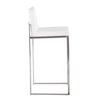 LumiSource Set of 3 Fuji High Back Barstools Stainless Steel/White Velvet