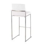 LumiSource Set of 3 Fuji High Back Barstools Stainless Steel/White Velvet