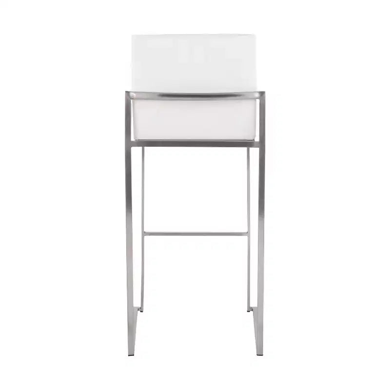LumiSource Set of 3 Fuji High Back Barstools Stainless Steel/White Velvet