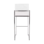 LumiSource Set of 3 Fuji High Back Barstools Stainless Steel/White Velvet