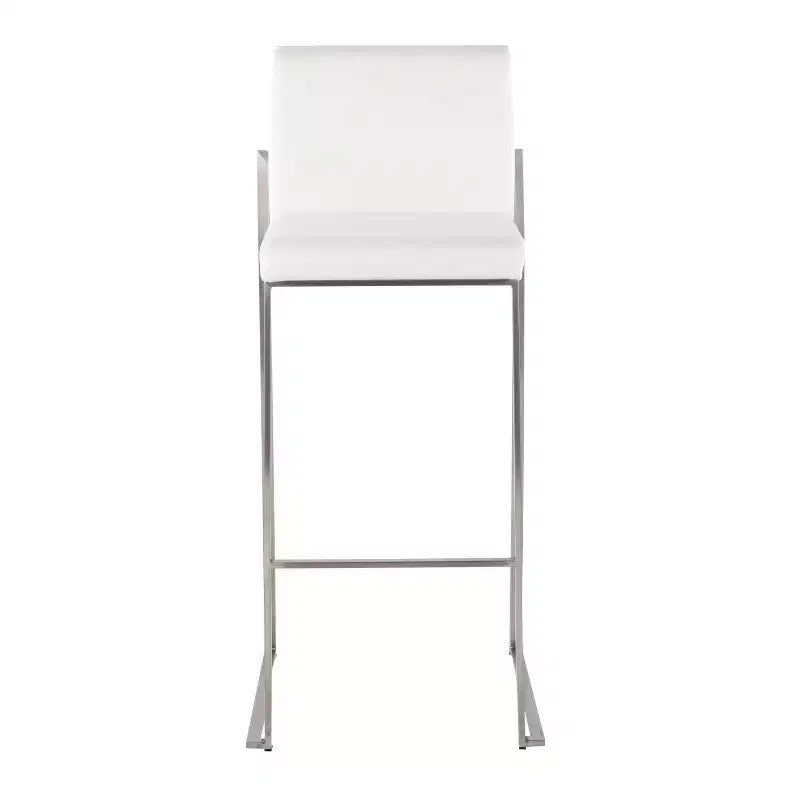 LumiSource Set of 3 Fuji High Back Barstools Stainless Steel/White Velvet