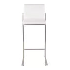 LumiSource Set of 3 Fuji High Back Barstools Stainless Steel/White Velvet