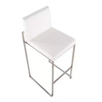 LumiSource Set of 3 Fuji High Back Barstools Stainless Steel/White Velvet