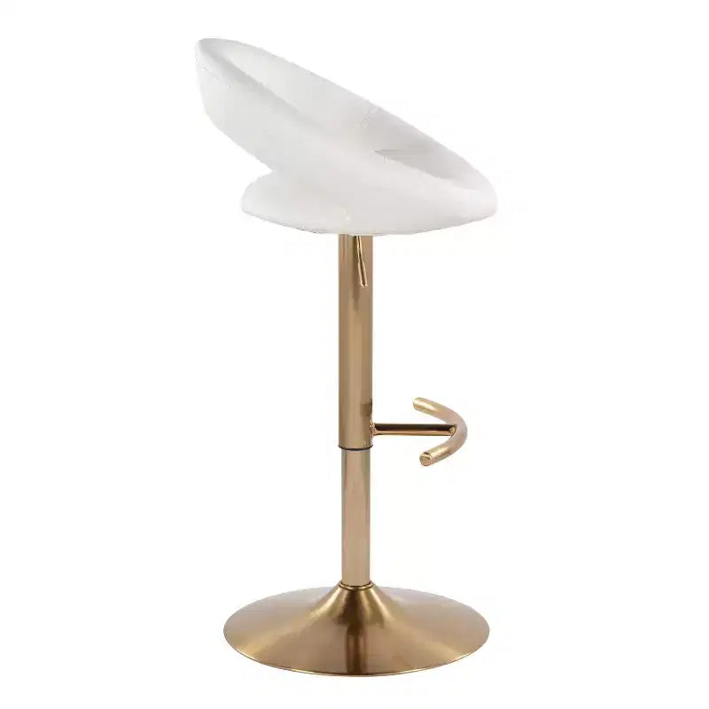 LumiSource Set di 2 Sgabelli da Bar Regolabili Posh Oro/PU Bianco