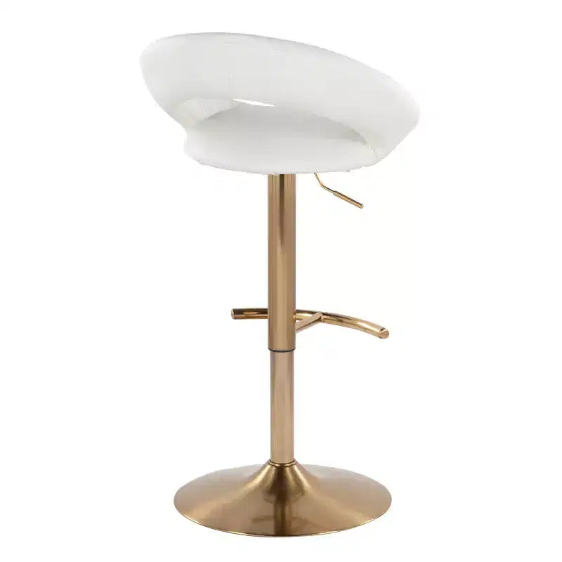 LumiSource Set di 2 Sgabelli da Bar Regolabili Posh Oro/PU Bianco
