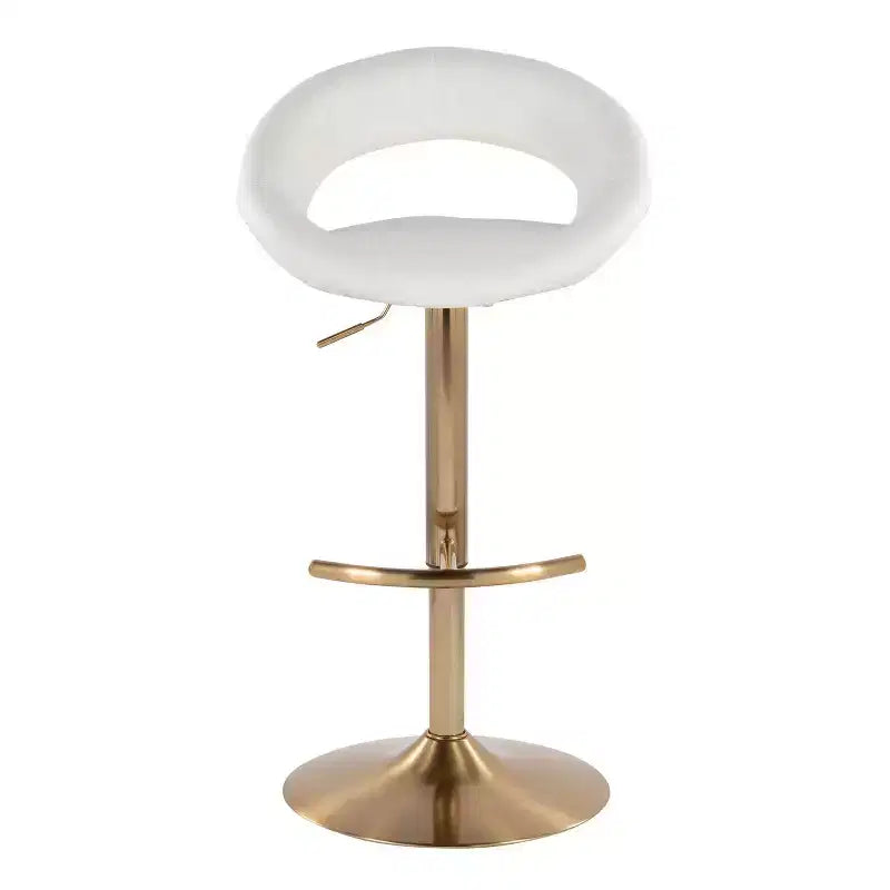 LumiSource Set di 2 Sgabelli da Bar Regolabili Posh Oro/PU Bianco