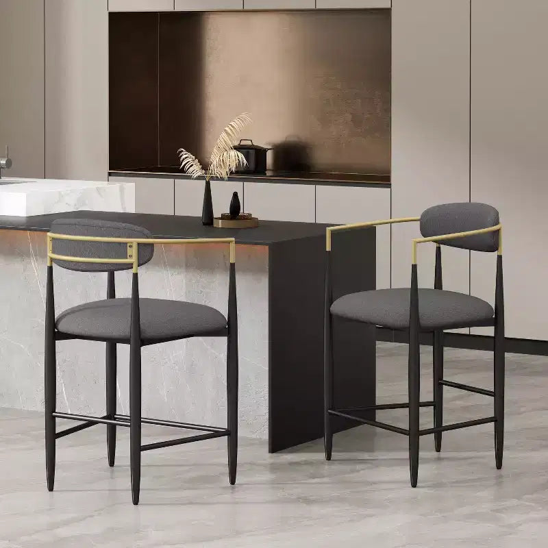 Christopher Knight Home Set of 2 25" Elmore Counter Height Barstools Charcoal/Black/Gold